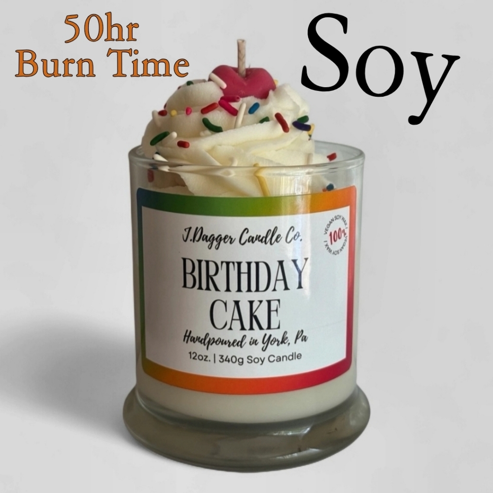 🎉Birthday Cake Soy Dessert Candle , 12oz. 50 Hour Burn❗️great Gift 🎁